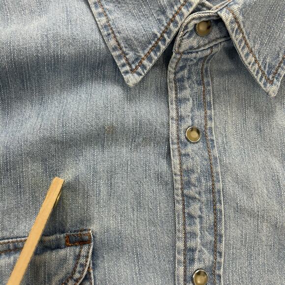 Levi Strauss Shirt Mens XL Denim Western Pearl Snap Long Sleeve Casual - Picture 7 of 13